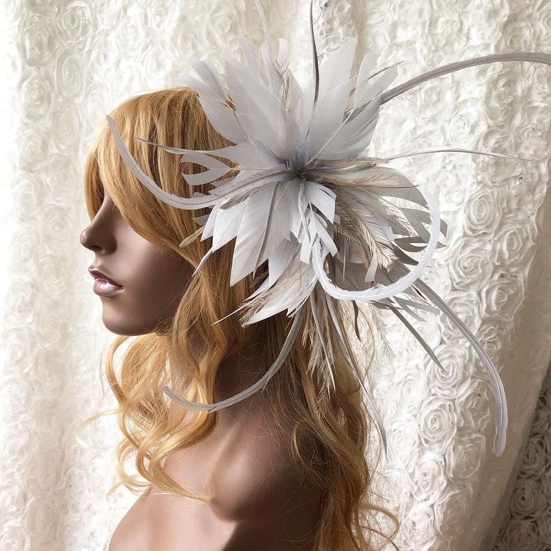 Wedding - Handmade Feather Flower Mount Millinery Decorative Hat Trims Special Addition for Wedding Fascinators Party Hairpiece Crafts 1 Piece