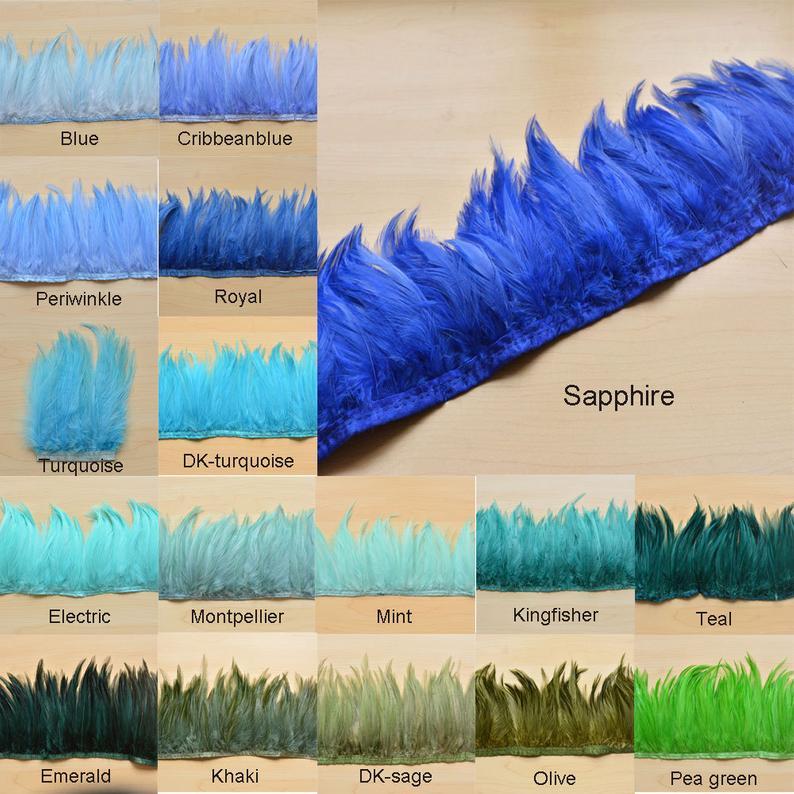 Wedding - Hackle Feathers Rooster Feather Fringe Trims,Dyed Color Feather for Party Costume, Craft Project Sold by 0.5 meter