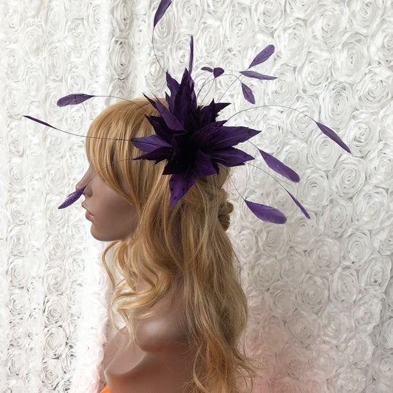 Mariage - Spotted Feather Flower Mount Fascinator Feather Faux Flower Flexible Wired Mount for Millinery Hat Trim Wedding Headdress Headpiece 1 Piece