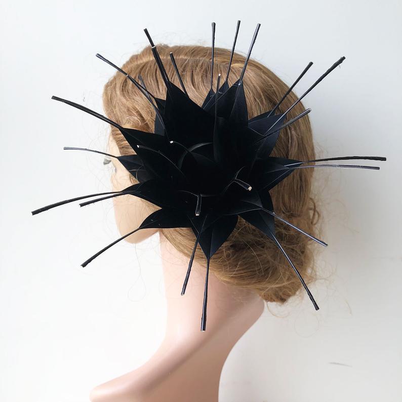 Свадьба - Black color Feather Flower Bud Fruit Shape Millinery Flower Feather Fascinator Hat Brim for Party Dance Costumes Color Customized