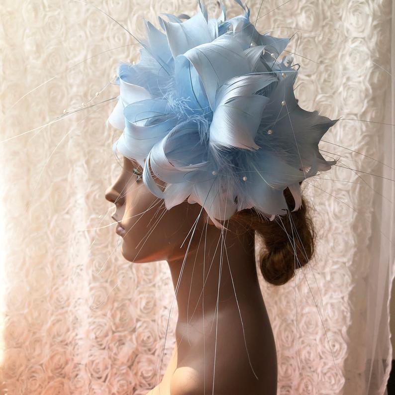 زفاف - Stunning Blossom Beaded Wedding Flower Feather Craft Decorative Flower Mount for Millinery Fascinators Party Bridal Headpiece