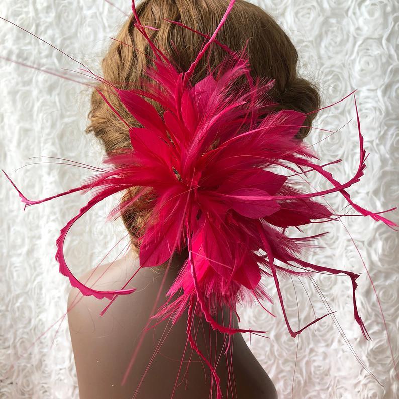 Wedding - Blossom Twisted Feather Flower Headband Feather Mount Millinery Hat Flower Additon for Fascinators Wedding Party Festival Decor 1 Piece