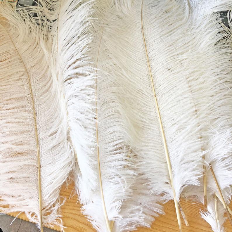 Hochzeit - Off-White Ostrich Feather, Fluffy Feathers Strip ,feather Centerpiece for Wedding Pageant Boutiques Millinery Prom Dress