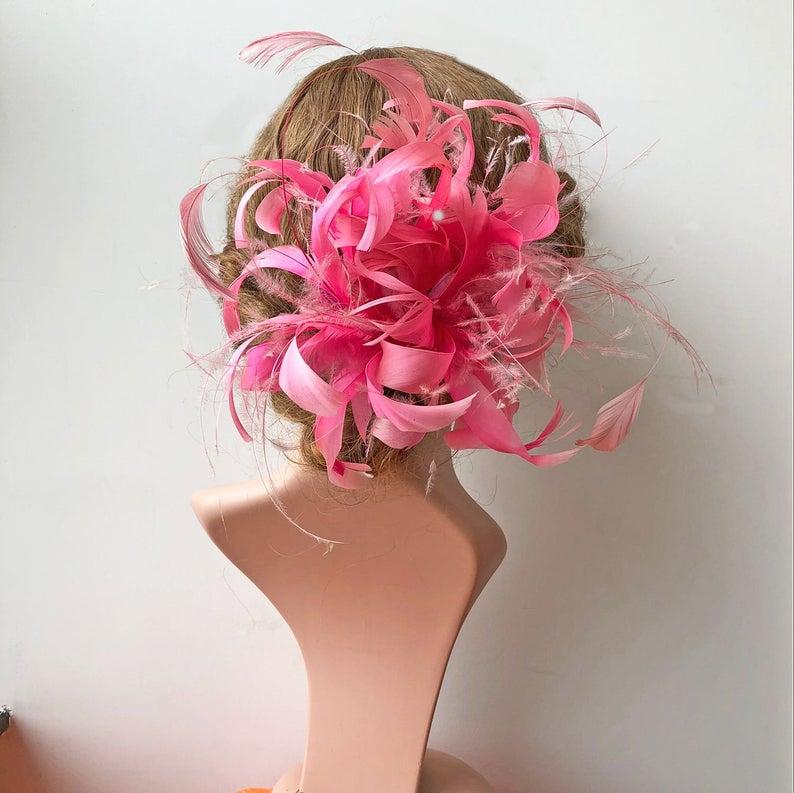 زفاف - Customize Glamour Women Fascinator Flower Feather Wired Mount Millinery Feather Headwear Flower Crafts for Derby Day Special Party