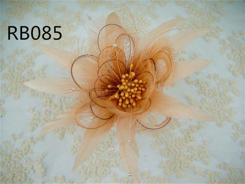 Wedding - Millinery Feather Flower Exclusive Beaded Sequined Flower Decorative Head Flowers for Headband Bridal Veil Fascinators Crafts, 1 Piece
