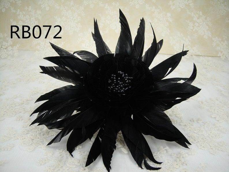 زفاف - Black Feather Hairpieces Customized Feather Flowers Exquisite Feathers Addition for Millinery Bouquets Headdress 1 Piece