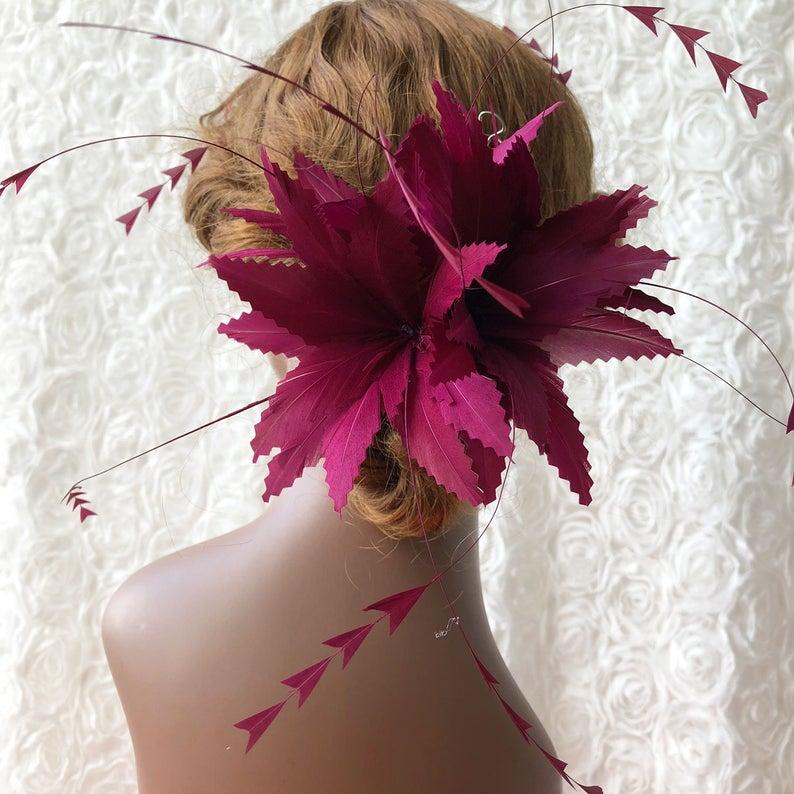 زفاف - Handmade Coque Feather Flower Millinery Feather Mount Plume Adornment for Millinery Hat Wedding Decoration Bridal Headdress 1 Piece