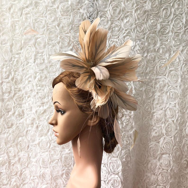 Wedding - Coque Feather Stripped Coque Feather Flower Millinery Feather Mount Plume Adornment for Millinery Hat Decoration Bridal Headdress 1 Piece
