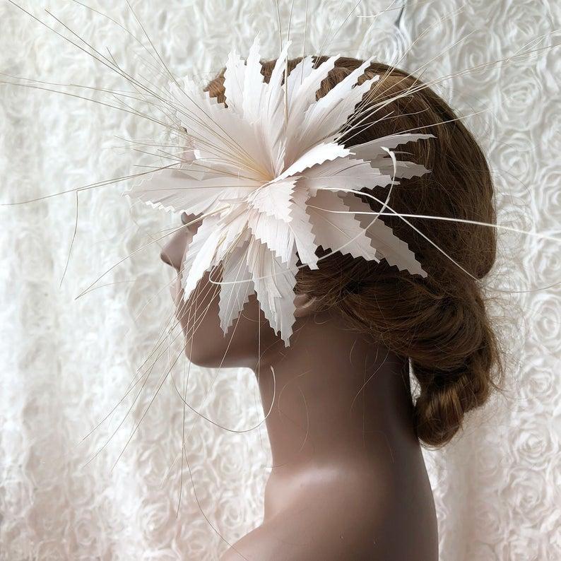 زفاف - 1 Piece Feather Fascinators Feather Flower Headpiece Womens Feathers Adornment for Cocktail Ball Wedding Church Tea Party