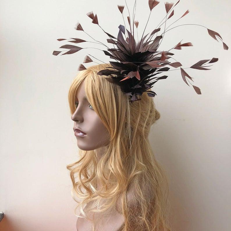 زفاف - Customized Decoration Feather Flower Millinery Hat Trim Handmade Feathers Craft for Headpiece Fascinators 1 Piece