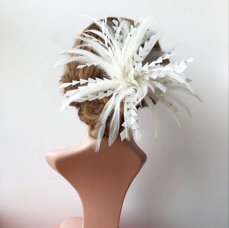 Wedding - Feather, Feather Mount, Millinery Feather, Millinery Feather Mount, Hat Trim, Feathers for Millinery, Fascinators & Crafts, 1 Piece