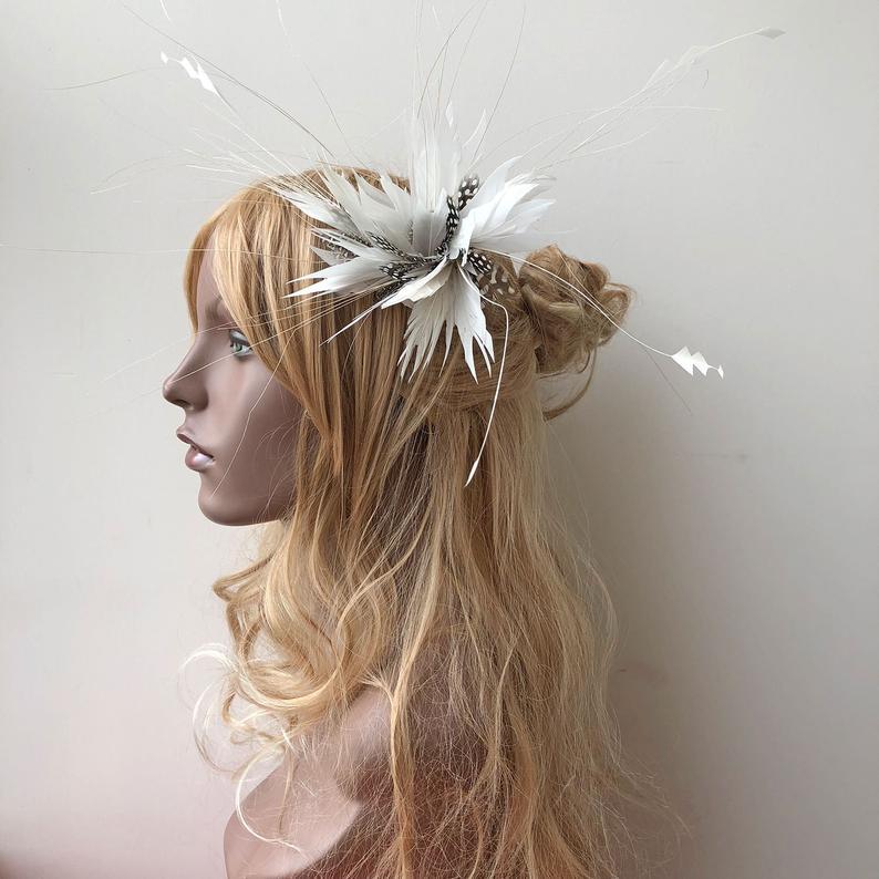 Свадьба - Fascinators Flower Feather Mount Millinery Twisted Feather Flower Trim DIY Headband for Wedding Cocktail Party 1 Piece