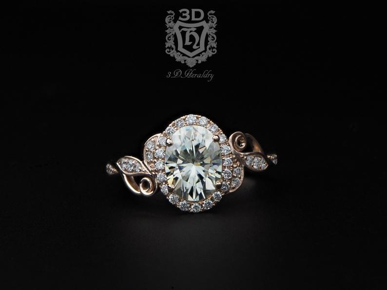 زفاف - Moissanite ring, Moissanite engagement ring and natural diamonds made in solid 14k rose gold, white gold, or yellow gold