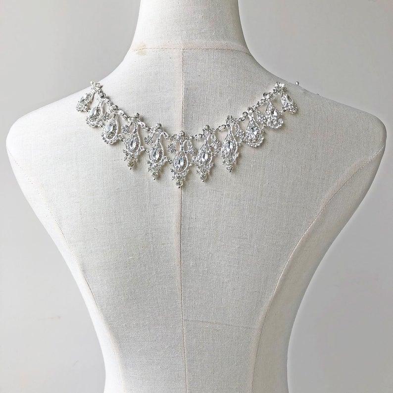 زفاف - Wedding Rhinestone Motif Crystal Necklace Jewel Crystal diamante Applique Accents for Bridal Garters Flapper Headband Brooches Dress belt