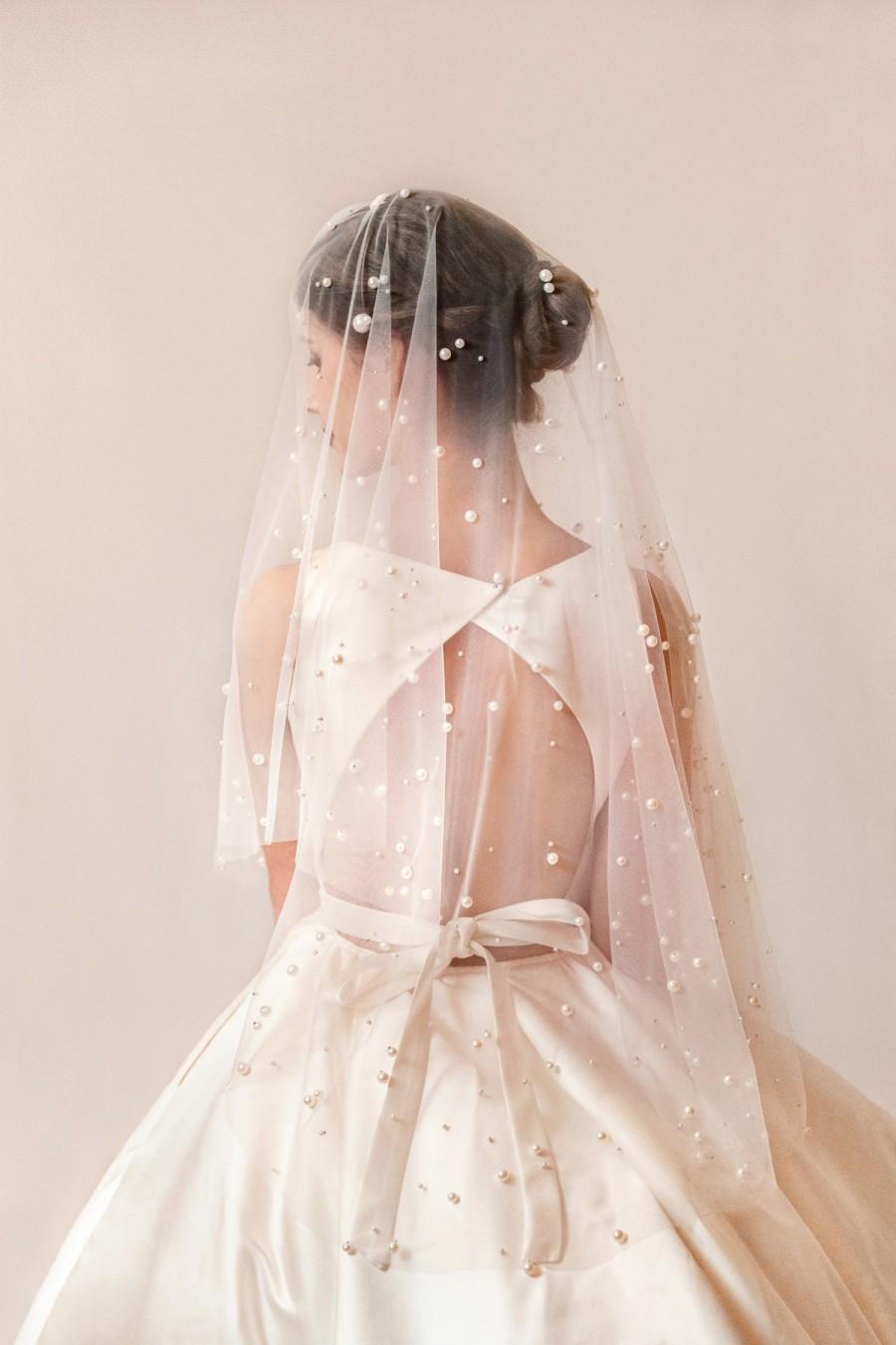 Hochzeit - wedding veil/custom design/hand made / bride veils/ long/short/over face/ pearls/personalised wedding veil/ivory colour/bride accessories