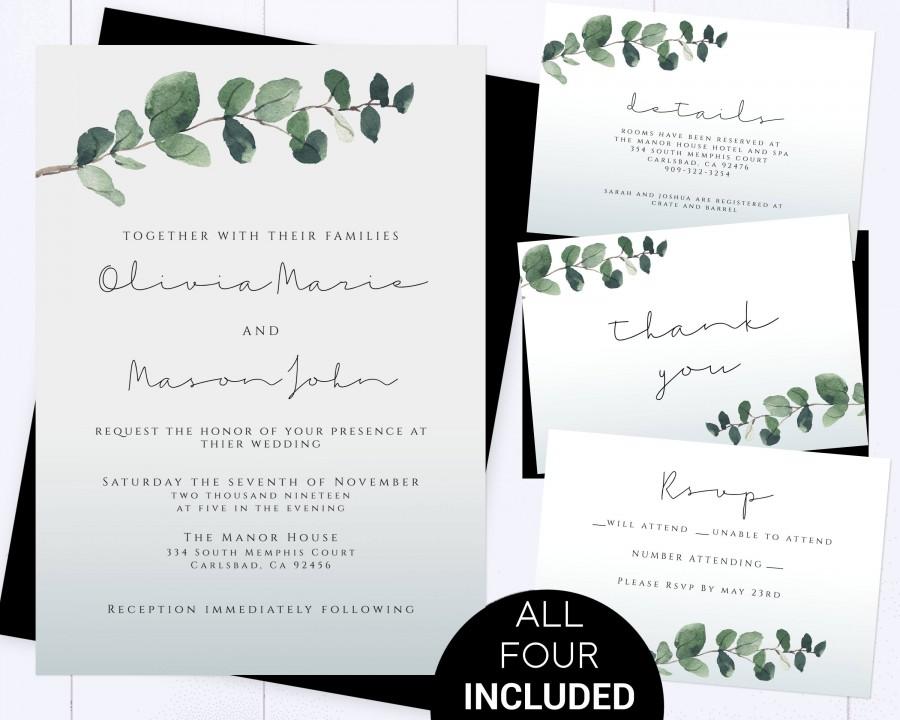 زفاف - Modern Wedding Invitation Printable Wedding Invitations :Printable Greenery Wedding Invitations Wedding Suite Greenery Invitation Template