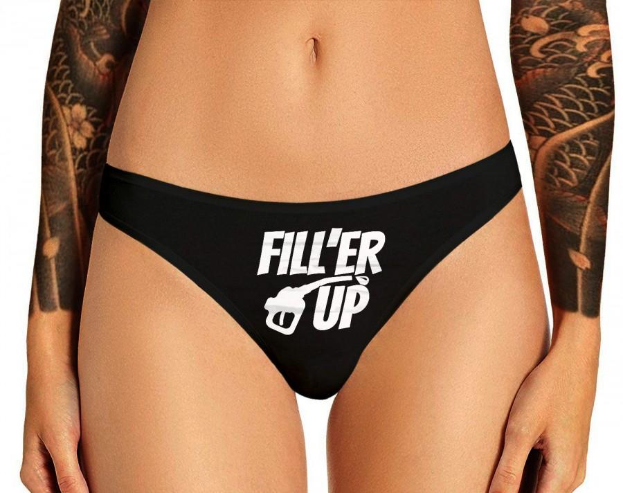 Mariage - Fill 'er Up Panties Funny Slutty Cuckold BBC Hotwife Cumslut Bachelorette Party Bridal Gift Panty Cuckold Thong Panties