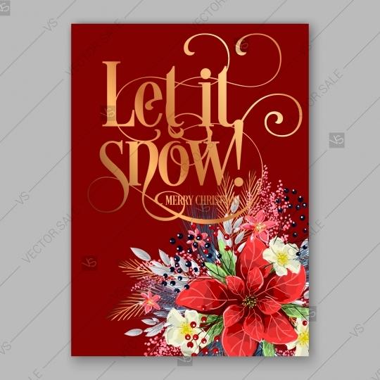 Wedding - Merry Christmas Party Invitation Poinsettia on brightly red background baby shower invitation baby shower invitation