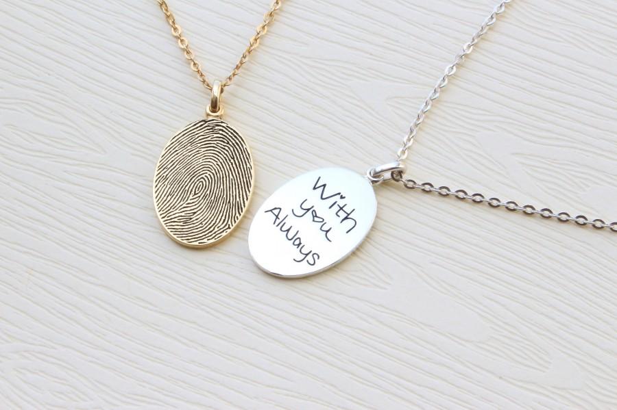 Свадьба - Fingerprint Necklace - Unique Sympathy Gift in Sterling Silver - Delicate Personalized Fingerprint Necklace For Her - Mother's Day Gifts