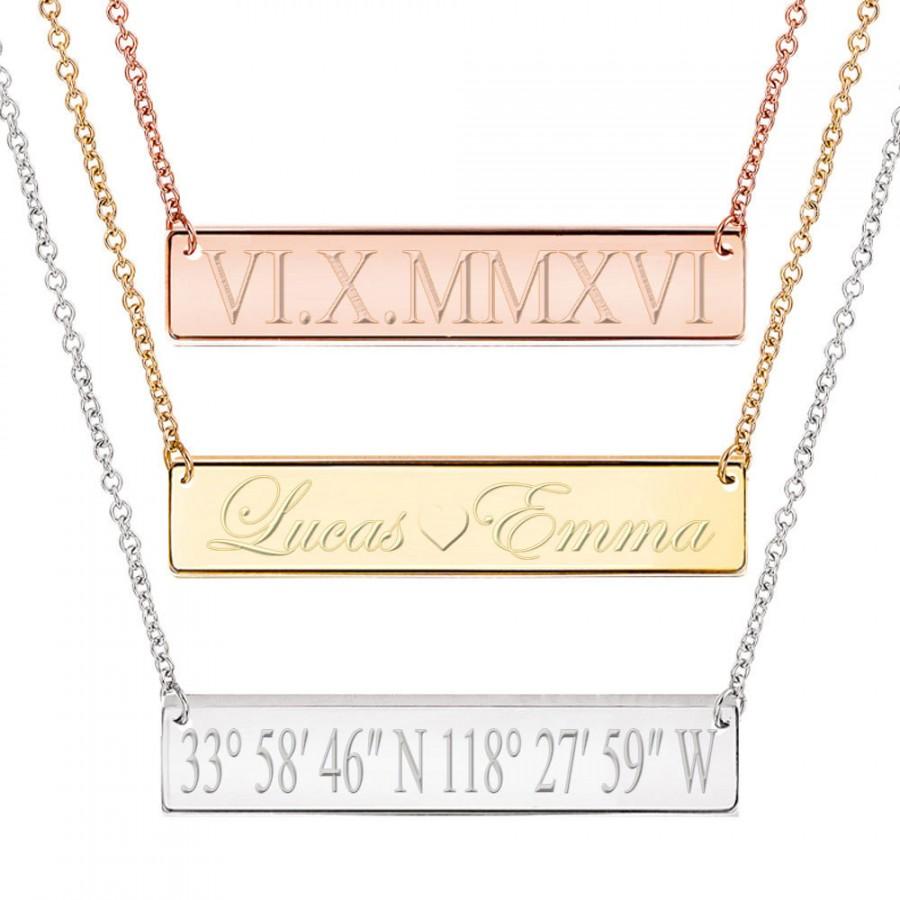 Свадьба - Gold Bar Necklace, Personalize Bar  Necklace, Custom Name, Mothers Day Gift , Bridesmaid Gift , Kardashian necklace,Silver Bar Necklace