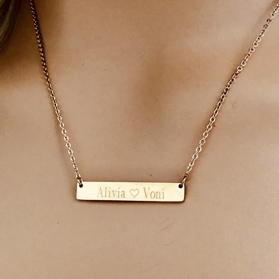 Mariage - name necklace ,coordinate, roman numbers ,monogram bar necklace , personalize necklace, bridesmaid gift, bar necklace