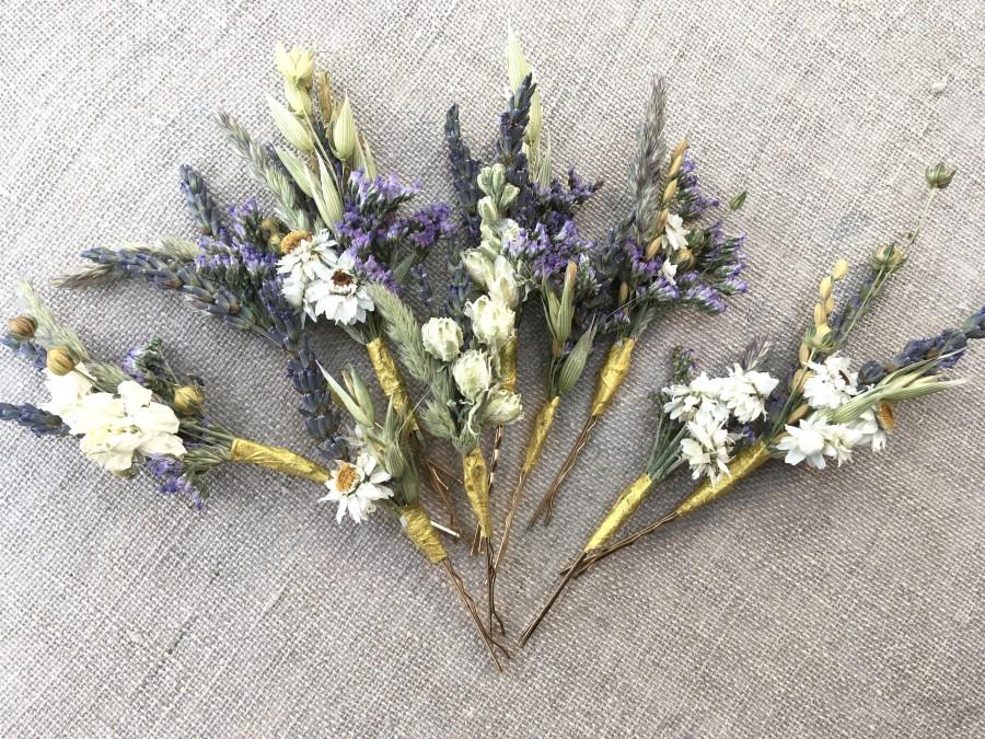 Wedding - Dried Flower Hair Pins for Brides, Bridesmaids, Flower Girls, Flower Fairies and those that love to wear Flowers in their hair