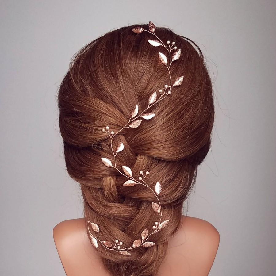Wedding - Bridal Hair Vine, Rose Gold Hair Vine, Leaf Hairpiece, Wedding Hair Piece, Bridal Wreath, Wedding Vine, Headpiece Bridal Wreath Wedding Boho