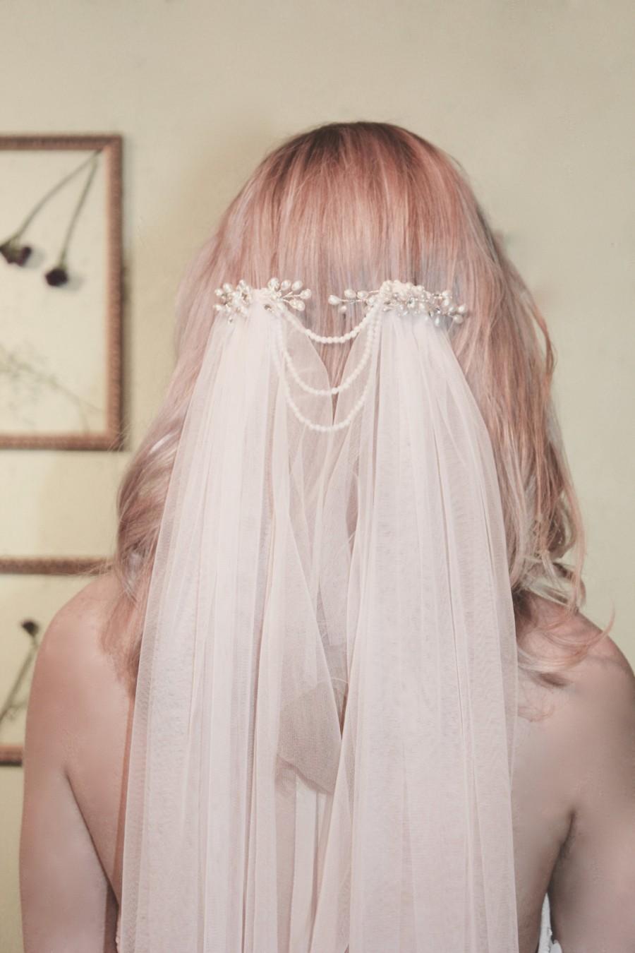 Accessories - Blush Draped Bridal Wedding Veil #2951518 - Weddbook