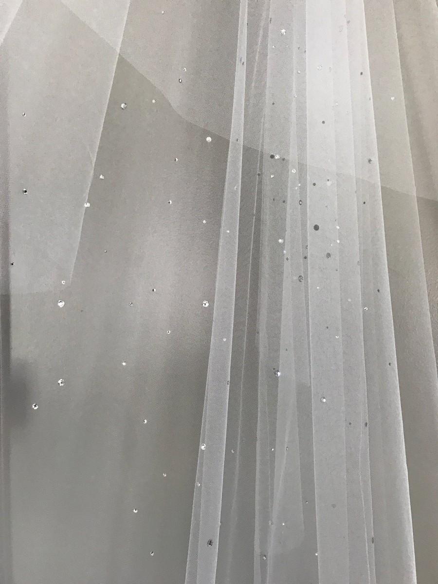 Wedding - Drop Crystal Veil, Drop Veil, Drop Wedding Veil, Swarovski Veil, Simple Wedding Veil, Soft Veil, Chapel Length Veil, Veiled Beauty, 1805