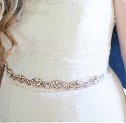 زفاف - SALE - Wedding Belt, Bridal Belt, Sash Belt, Crystal Rhinestone with Rose Gold Details - Style B30303RG