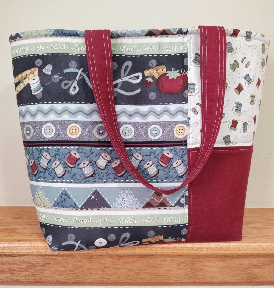 زفاف - Medium Size Tote Bag with Sewing Icons