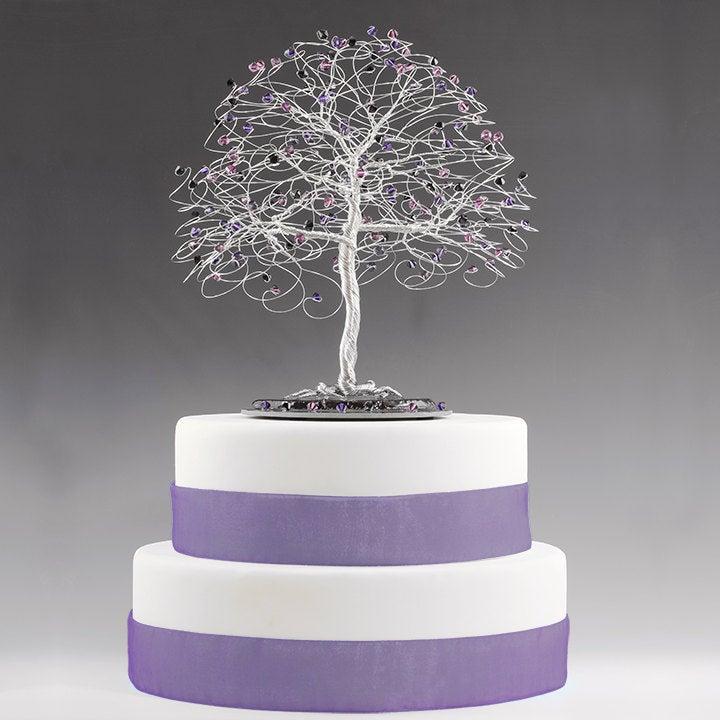 Tree Cake Topper With Swarovski Crystal Elements Purple Velvet