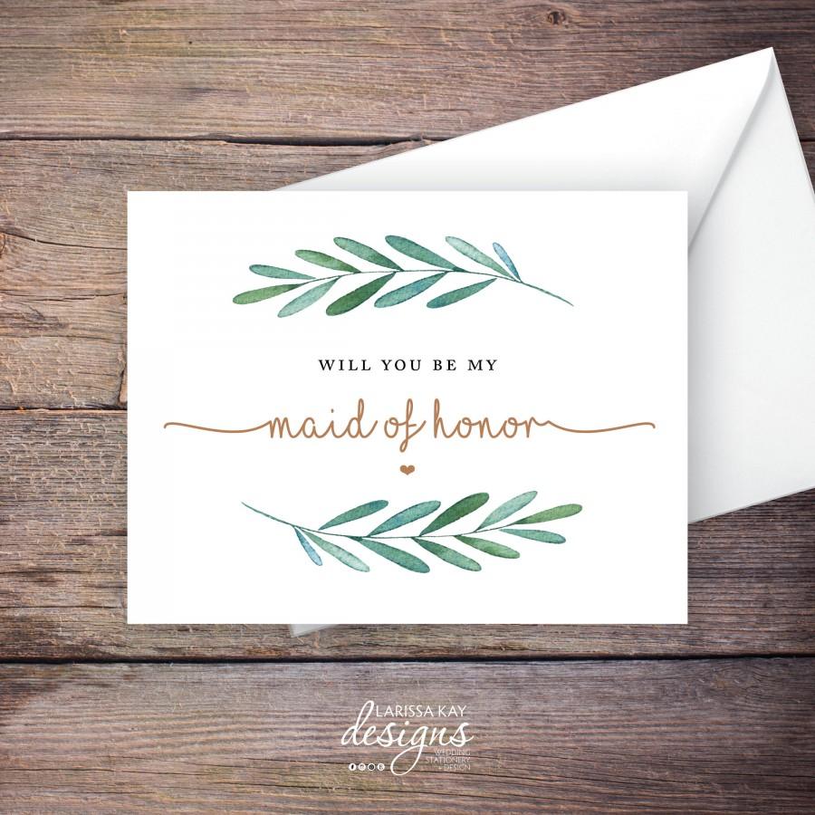 زفاف - Printable Will You Be My Maid of Honor Card, Greenery, Instant Download Greeting Card, Will You Be My Bridesmaid, Wedding Card – Waverly