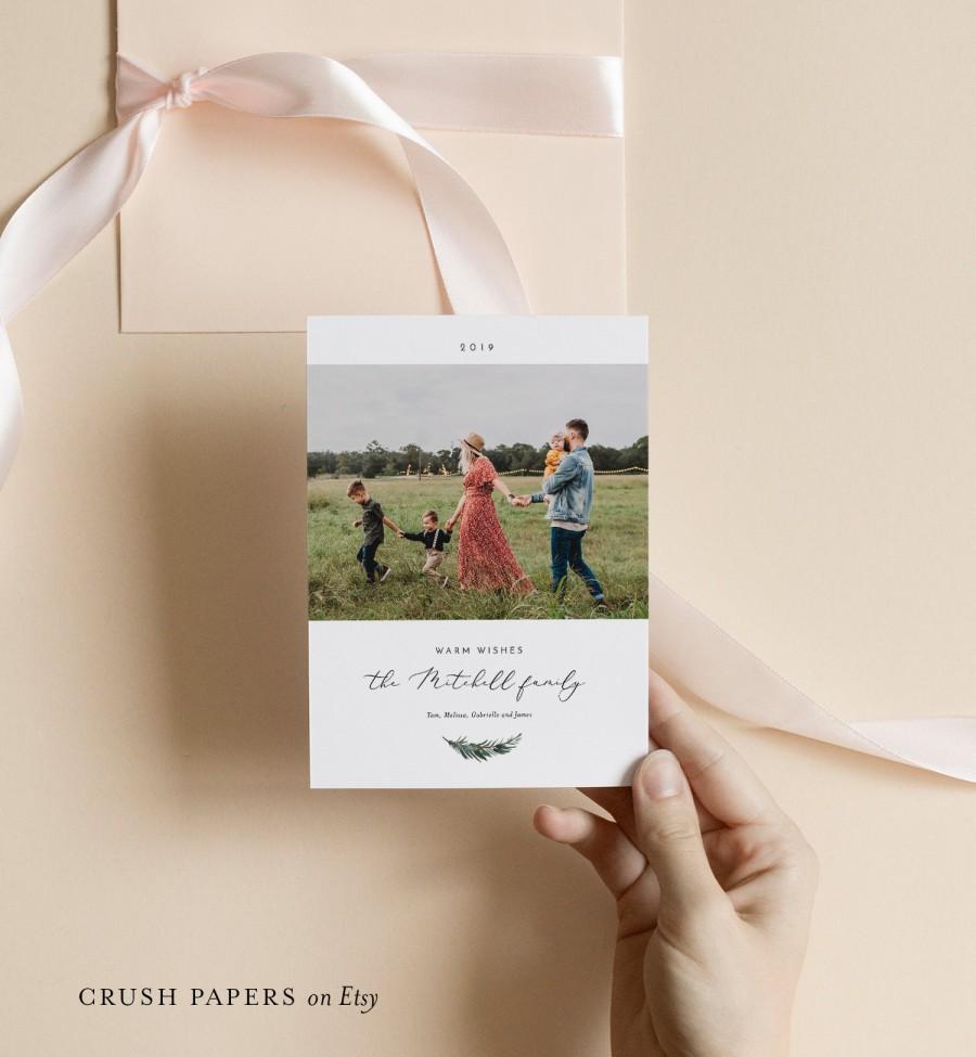 Wedding - Minimalist Christmas Card Template, DIY Photo Holiday Card, 100% Editable Text, Add Your Own Photo, Instant Download, Corjl #2019-04HP