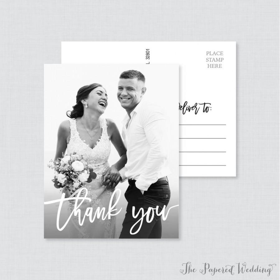 زفاف - Printable OR Printed Picture Thank You Postcards - Modern Script Photo Thank You Postcards for Wedding - Photo Postcards with Picture 102