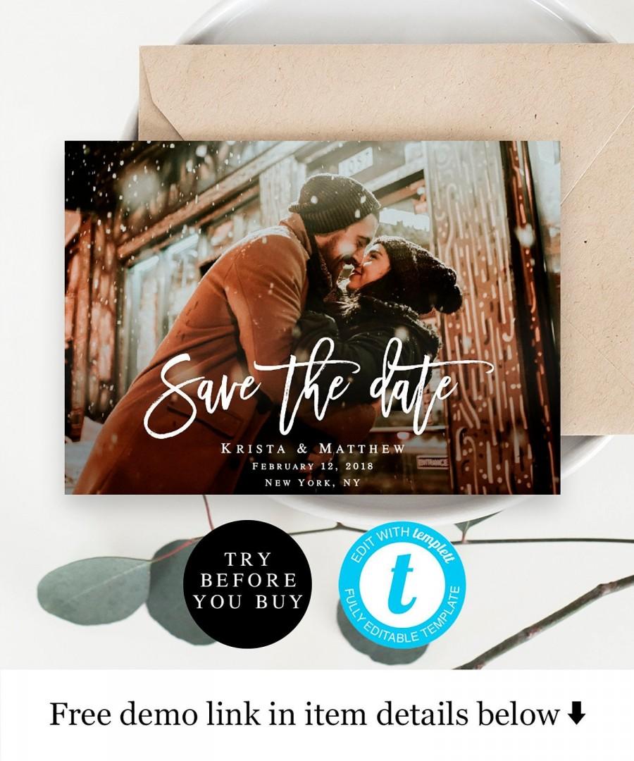 Wedding - Save the date photo template Instant download Wedding save the date cards Photo save the date template Custom save the date Templett #vm91