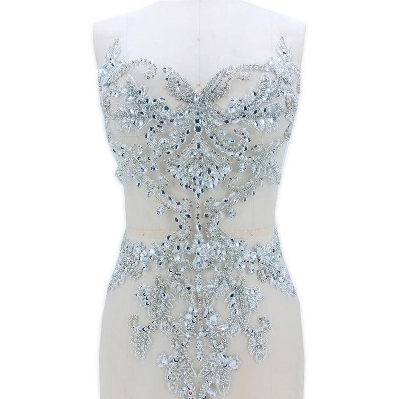 زفاف - Gorgeous Rhinestone Crystal Applique Bling Sewing Embellishment Trims for Haute Couture Dress