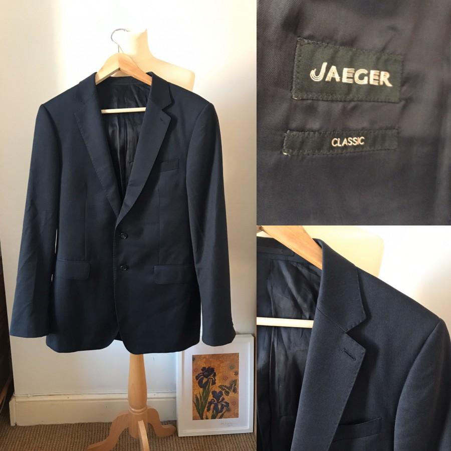 زفاف - Vintage Jaeger Men’s Suit / Dinner Jacket; Navy Blue; Medium-Large; Chest 40 inches