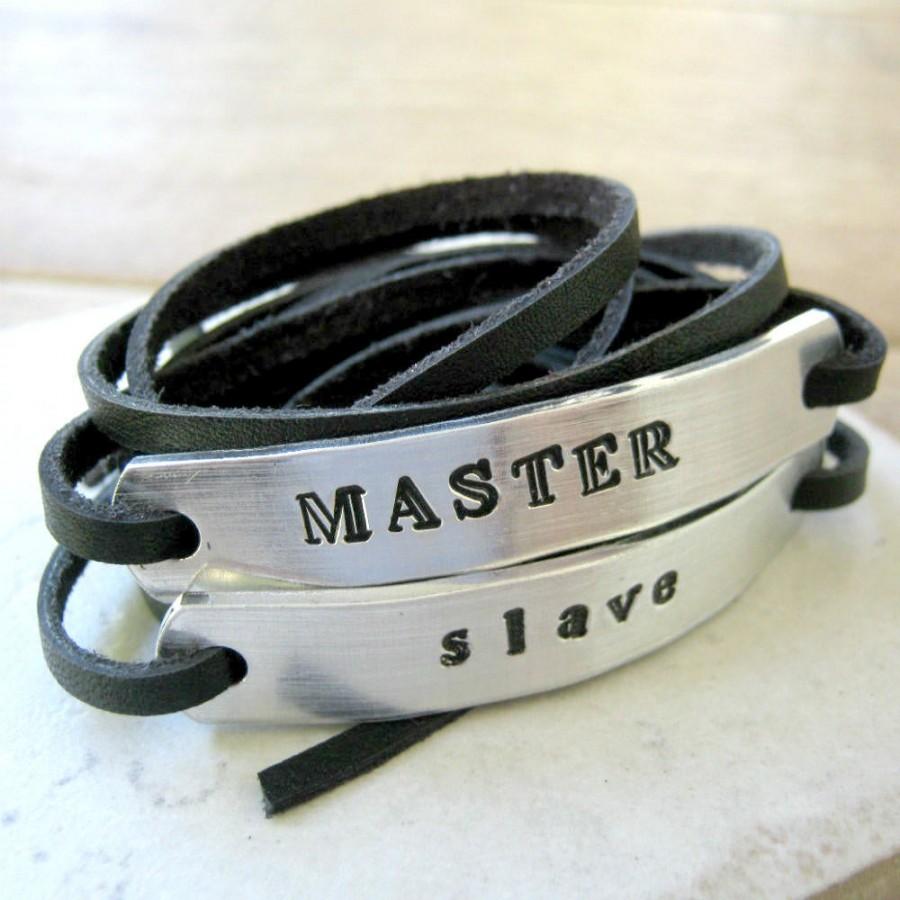 Hochzeit - Master and Slave Bracelet, Matching Bracelets, Set of 2 Leather Wrap Bracelets, BDSM bracelets, BDSM couple, kinky bracelets, master gift