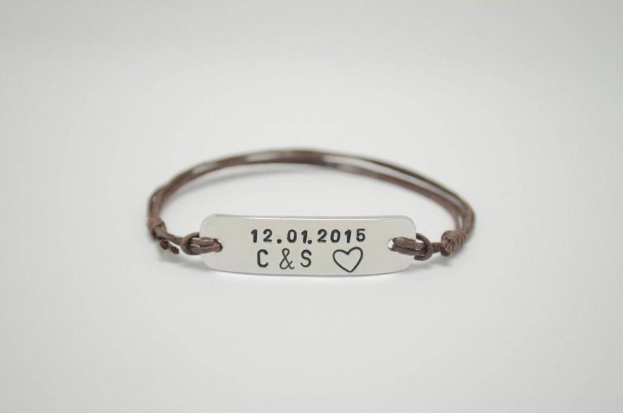 Свадьба - Couples bracelet, Engraved bracelet, Custom name, Name bracelet, Initial bracelet, Anniversary Bracelet, Wedding Anniversary, Husband, Wife