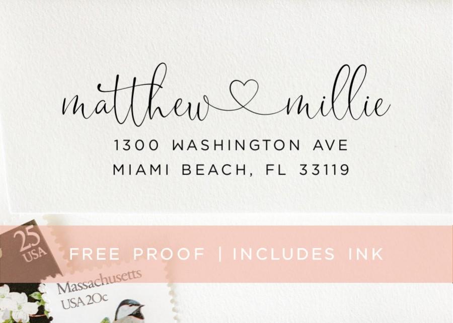 Wedding - Modern Calligraphy Stamp, Cute Wedding Return Address Stamp, Pre-inked Rubber Stamp, Calligraphy Address Label