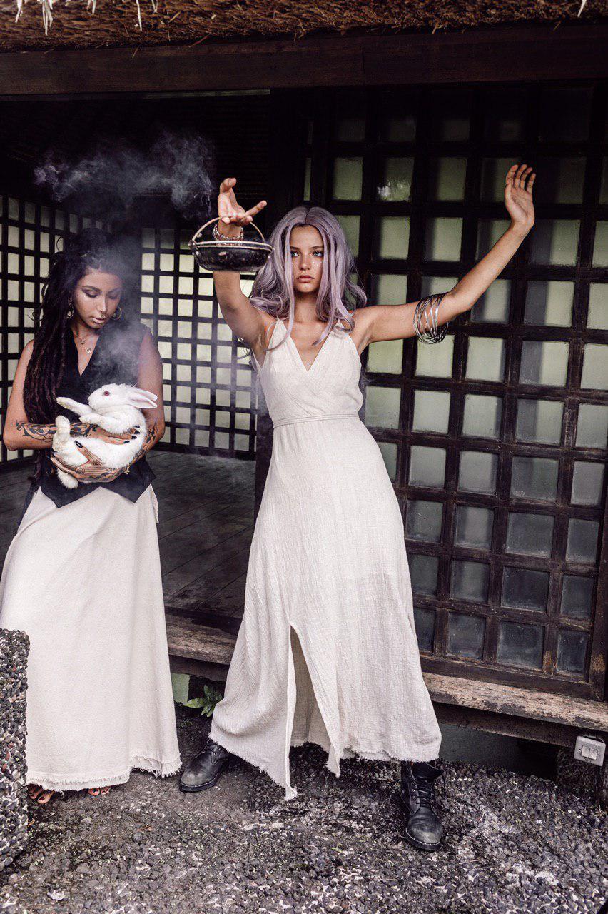 Свадьба - Off White Boho Dress • Organic Bohemian Dress • Cotton Long  Maxi Dress • Boho Wedding Dress •Open Back Goddess Dress • Simple Wedding Dress