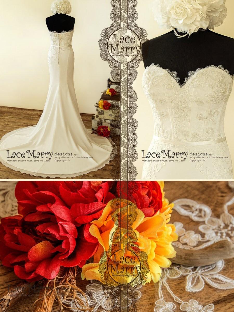 زفاف - Hand Beaded Wedding Dress in Bohemian Luxury Style with Embroidered Sweetheart Bodice 