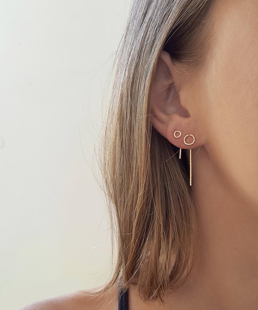 Mariage - Tiny Simple Silver earrings, wire earrings, gold filled small earrings, handmade earrings, everyday earrings