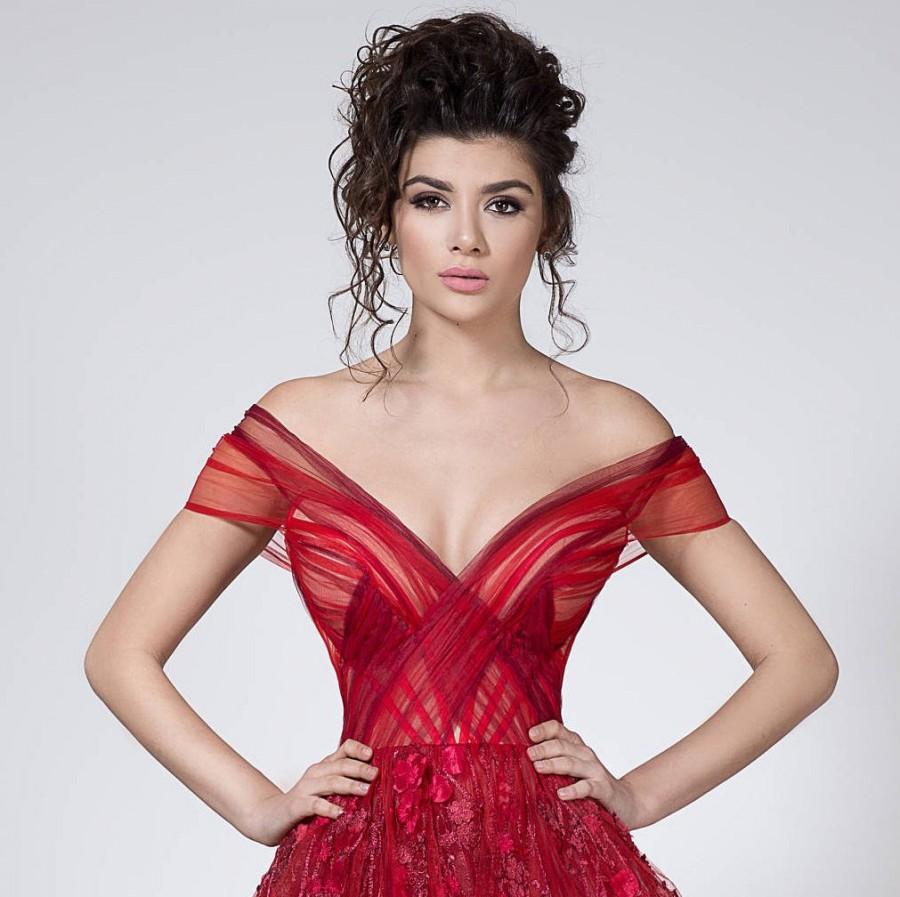 زفاف - Red princess dress for formal events, Gorgeous prom dress of tulle with A-line silhouette