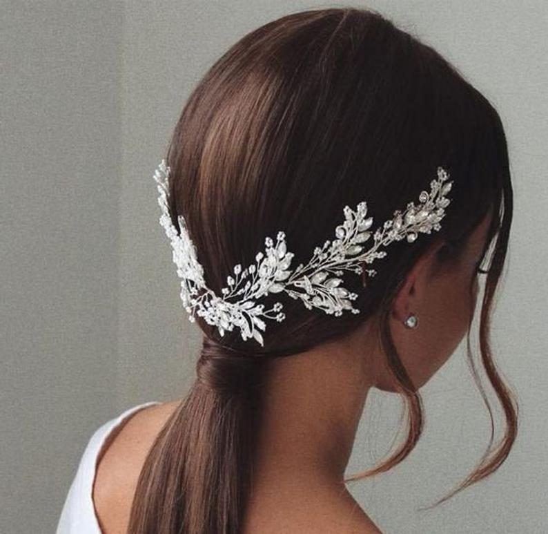 Wedding - Bridal hair piece for wedding,crystal headpiece for wedding side hair piece, bridal accessories,wedding hair vine, bridal headpiece side,