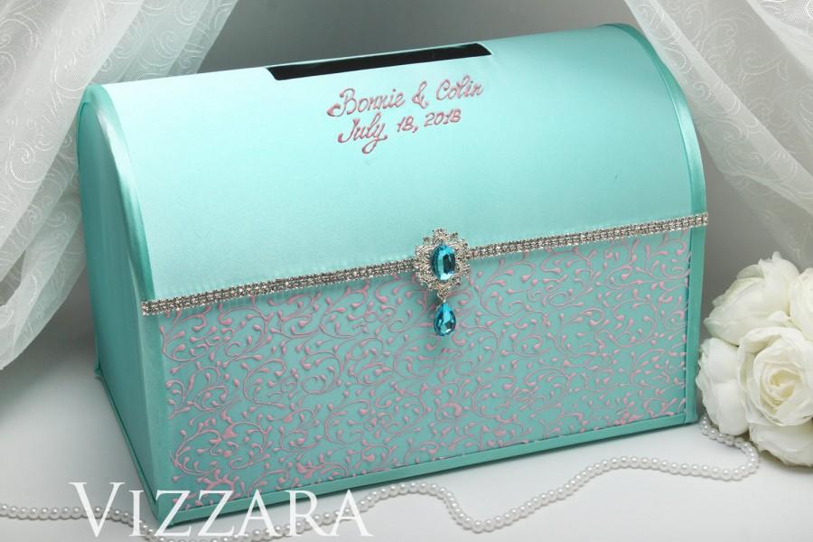 Свадьба - Wedding money boxes Wedding mint Money box for weddings Minted wedding Wedding gift money box Mint and pink wedding