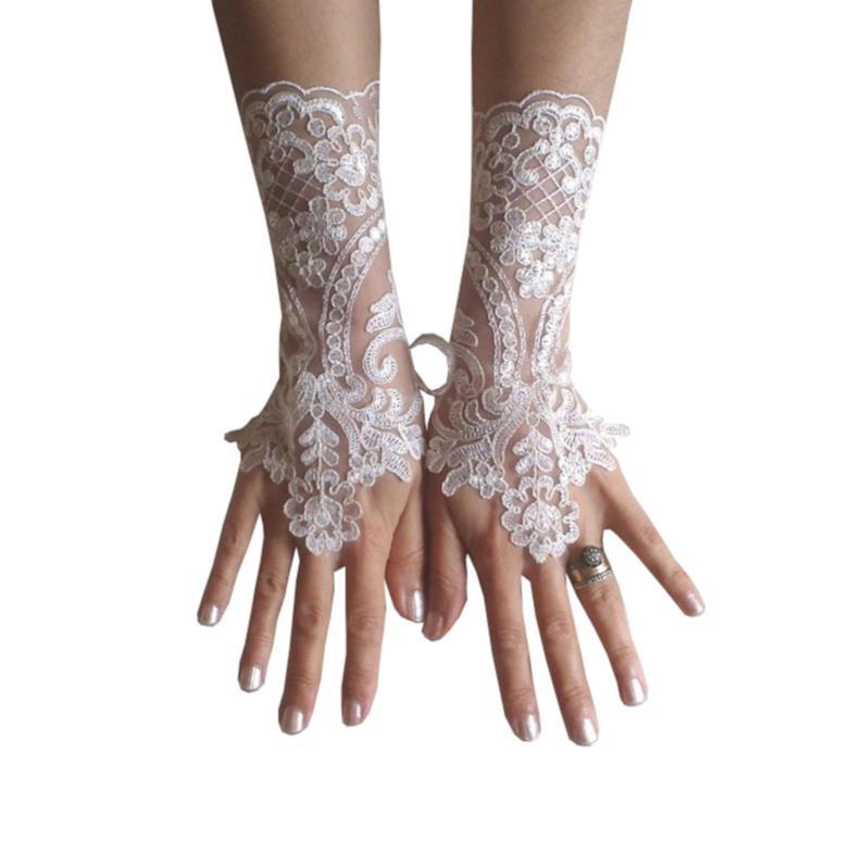Hochzeit - Ivory gloves, cream, frame, wedding bridal lace, fingerless, gauntlets, prom, party, lace wedding gloves, bridal gloves lace, accessories