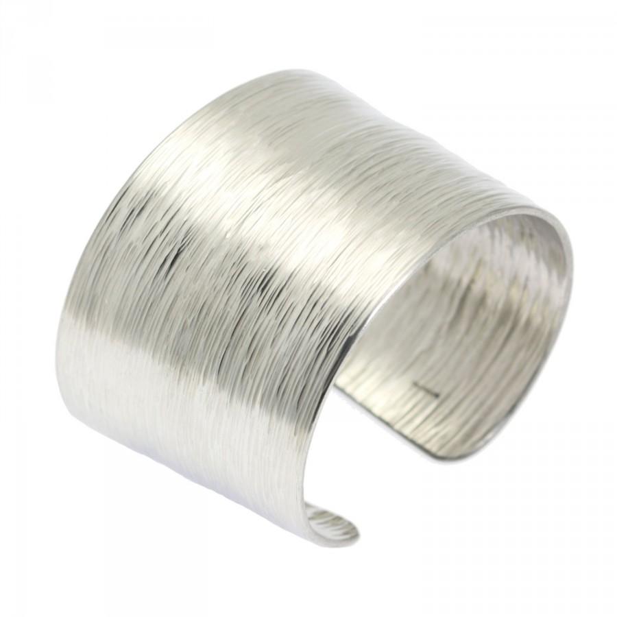 Wedding - Aluminum Bark Cuff Bracelet - Silver Tone Hypoallergenic Bracelet - Makes a Beautiful 10th Wedding Anniversary Gift!