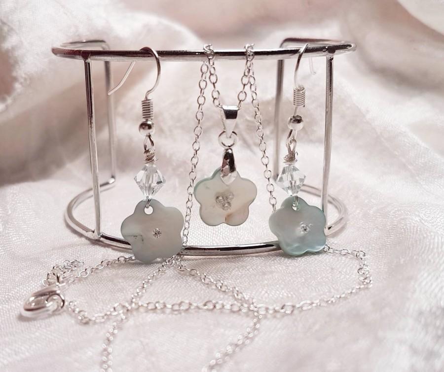 زفاف - argento925 parure, necklace earrings with pendant. Created with Swarovski ® Silver Shell and Zirconia. Handmade jewellery